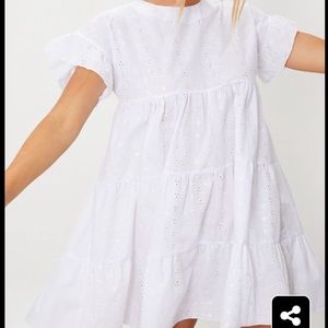 white broderie anglaise dress pretty little thing